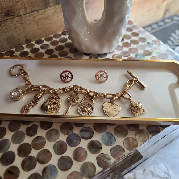 MK CHARM BRACELET AND EARINGS - Picture 1 of 13